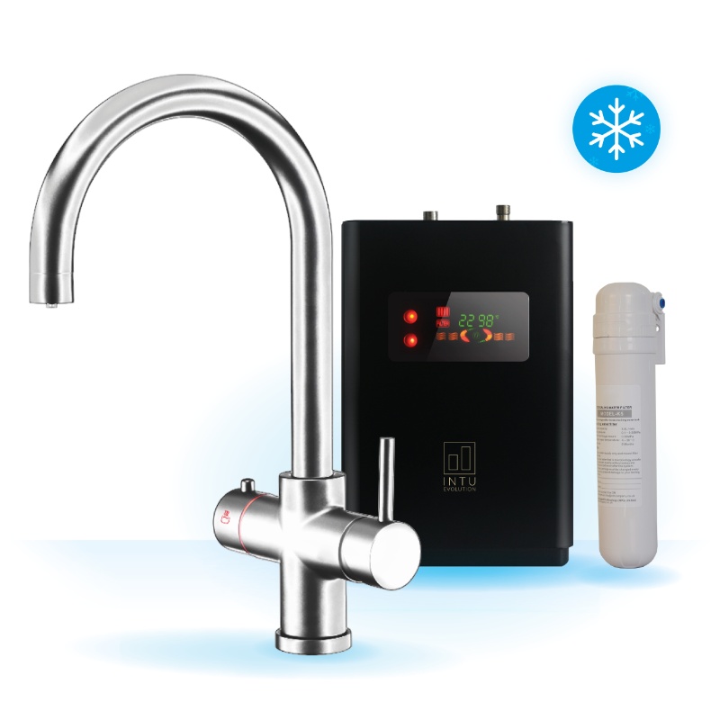 4OUR Brushed Gold & Apex 4-1 Swan Instant Boiling Water Tap & Chiller